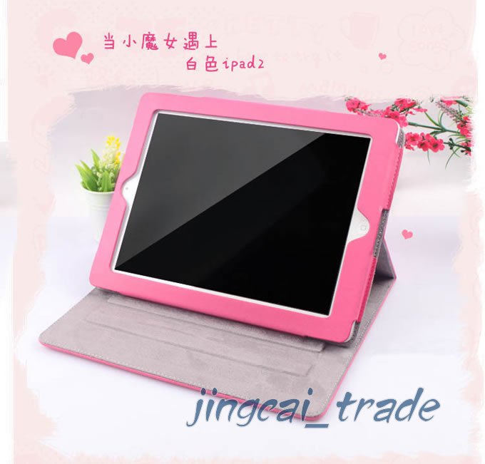 Leather Case Cover Pouch For Apple iPad 2 Cute Pink New