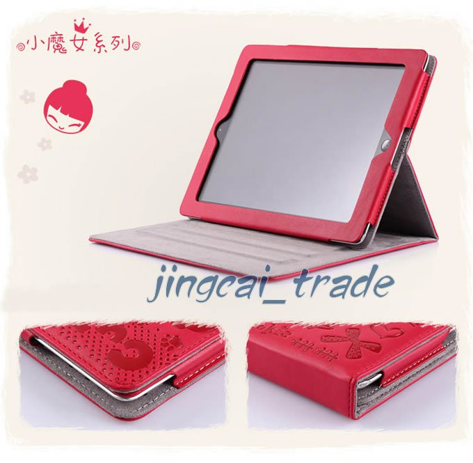 Leather Case Cover Pouch For Apple iPad 2 Cute Red New