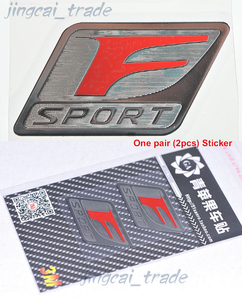 Pair (2 pcs) Polished Chrome Red F Sport Logo Car Emblem Sticker Decal for Lexus
