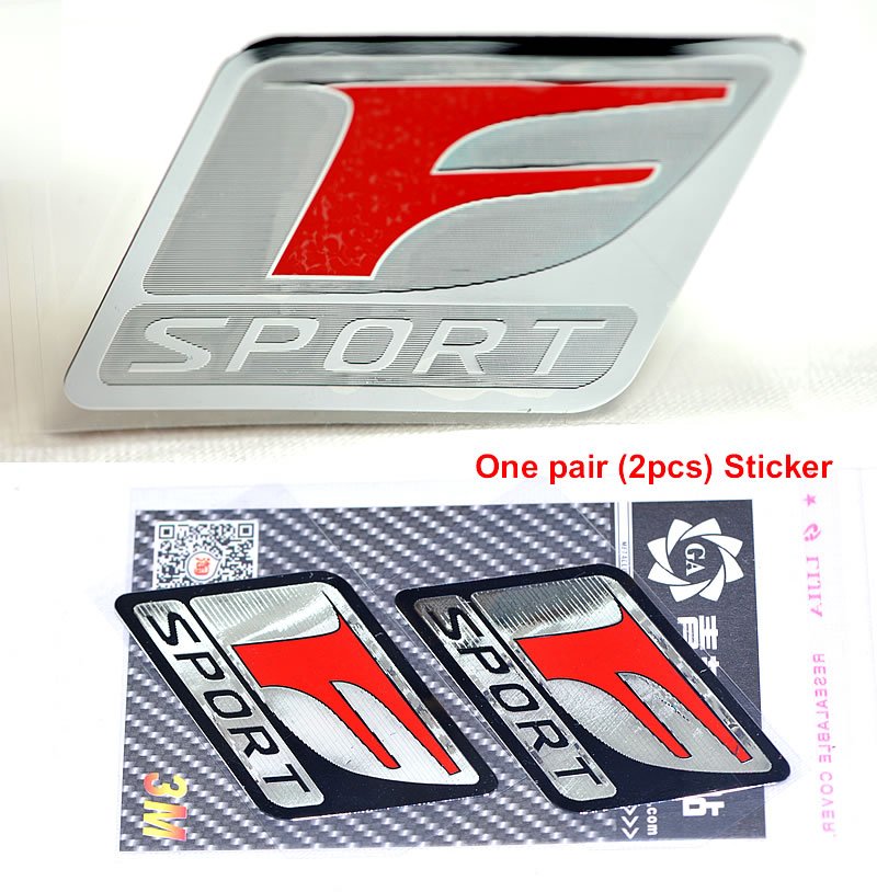 Big Size Pair(2pcs) Polished Chrome Red F Sport Logo Car Sticker Decal for Lexus