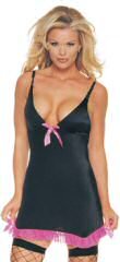 - Lycra Garter Dress with Satin Bow and Mesh Trim -