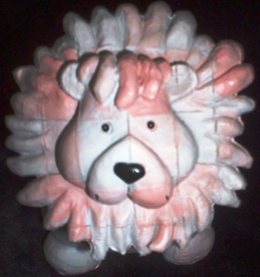 Lion Piggy Bank Mini Resin Whimsical Patchwork Design