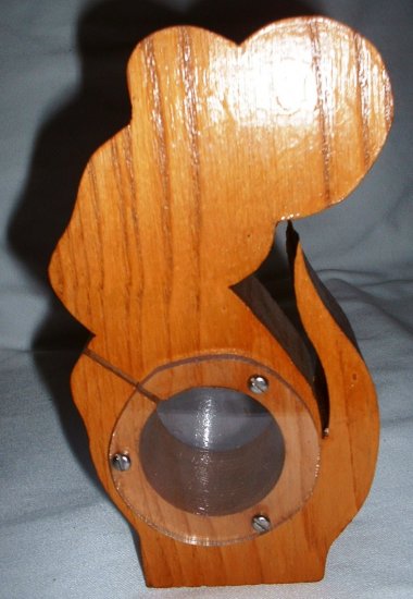 Vintage Wooden Mouse Bank Plexiglass and Wood Crafted