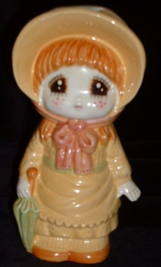 Vintage Lefton Country Girl Figurine Bank Ceramic