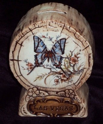 Vintage Treasure Craft Bank Souvenir LasVegas Butterfly Design