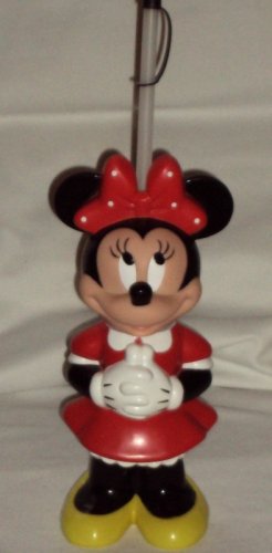 Disney Minnie Mouse Drinking Figurine Bottle Straw Made in China White Polka Dot Bow Red Dress