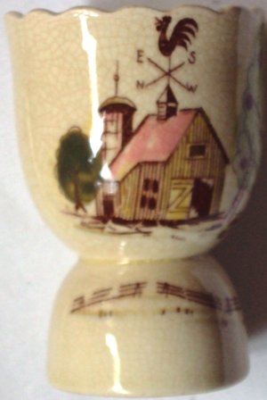Vintage Rooster Weathervane Vintage Farm Scene Double Egg Cup Numbered 53/683