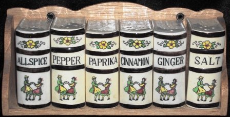 Kitchen Spice Rack Jars Wooden Wall Hanging Rack Vintage 1940’s Japan