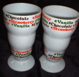 Price Imports Ice Cream Parlor Footed Mugs Ceramic Lot2 Vintage Soda Fountain Glasses