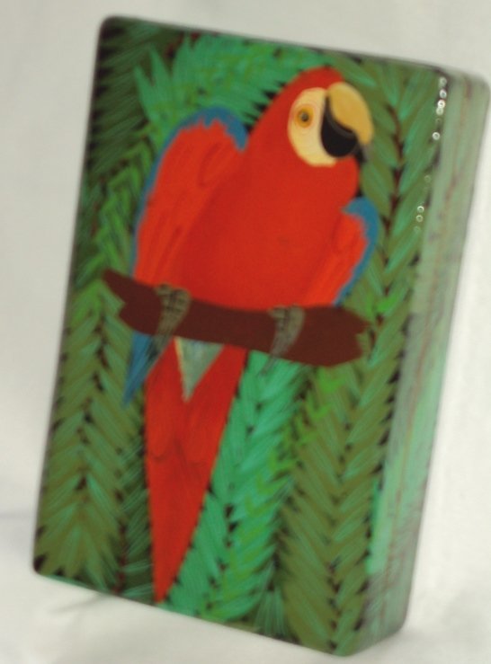 Tropical Parrot Bird Keepsake Wooden Trinket Jewelry Box