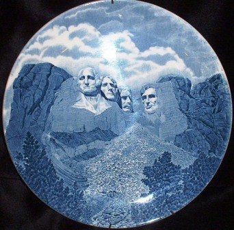 Johnson Bros Mt Rushmore Presidents Collector's Chargers Plate Vintage England Blue Transfer Ware