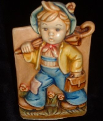 Hummel-Type Vintage Boy Planter The Merry Wander Figurine Pottery