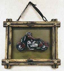 SimpleYears Motorcycle in framed wall hanging JL164