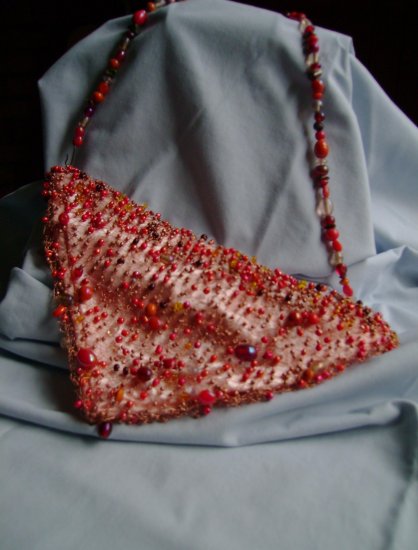 Copper and Orange Knitted WIre Purse