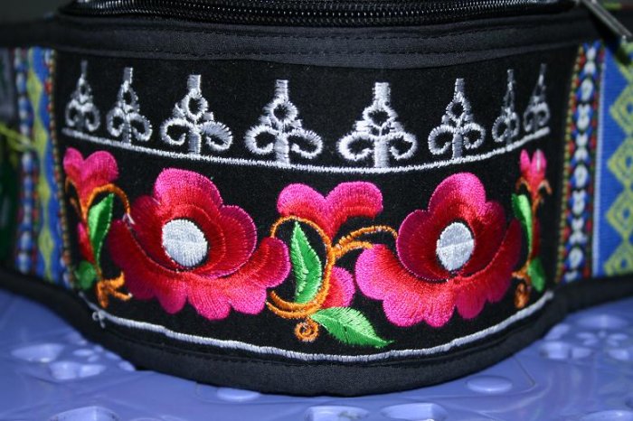 Hand-embroidered Crescent Bag of Chinese Ethnic Minority