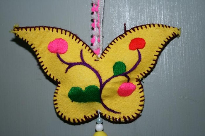 Hand-embroidered Butterfly-shaped Pendant of Chinese Ethnic Minority