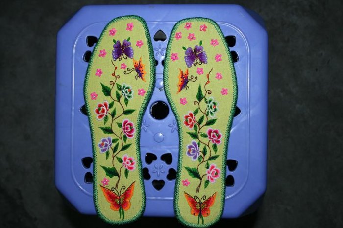 Hand-embroidered Shoe Insoles of Chinese Ethnic Minority (Yellow)