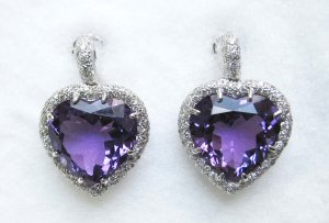 Amethyst Heart Earrings