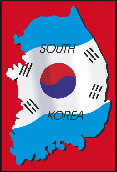 South Korea Country Map Flag Wall Decal