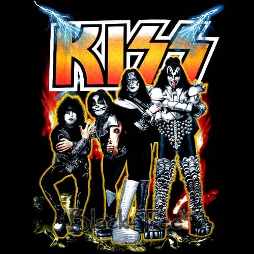 KISS BLACK CLASSIC ROCK TEE T SHIRT BAND Size XL / E87