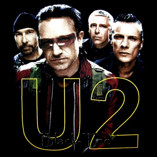 U2 BLACK ROCK TEE BONO T SHIRT BAND SIZE M / D89