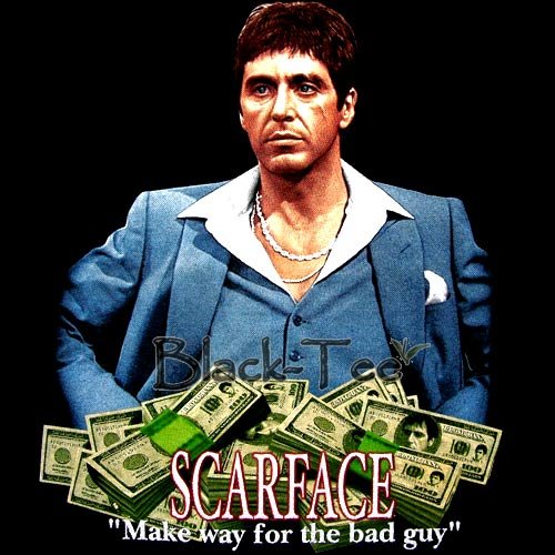 SCARFACE BLACK PACINO TEE T SHIRT MONEY SIZE M / F26