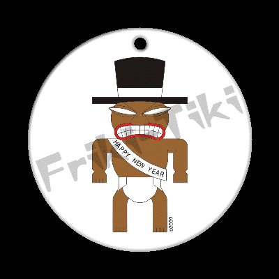 FRIKI-TIKI New-Year-Tiki Porcelain Christmas Ornament - NEW Collectible