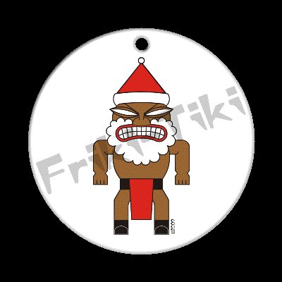 FRIKI-TIKI Santa-Tiki Porcelain Christmas Ornament - NEW Collectible
