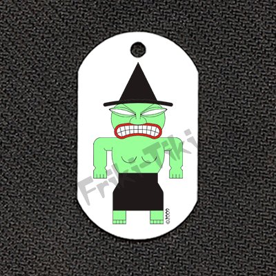 FRIKI-TIKI Witch-Tiki Dog Tag w/ 30" Ball Chain - NEW