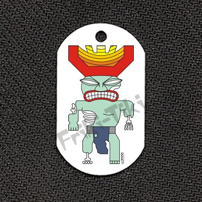 FRIKI-TIKI Zombie-Tiki Dog Tag w/ 30" Ball Chain - NEW