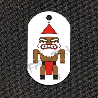 FRIKI-TIKI Santa-Tiki Dog Tag w/ 30" Ball Chain - NEW