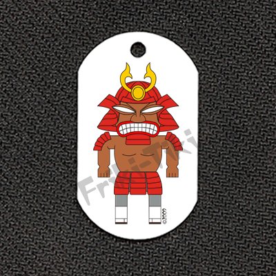 FRIKI-TIKI Samurai-Tiki Dog Tag w/ 30" Ball Chain - NEW