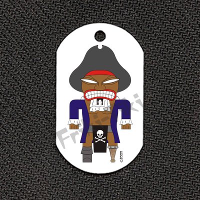 FRIKI-TIKI Pirate-Tiki Dog Tag w/ 30" Ball Chain - NEW