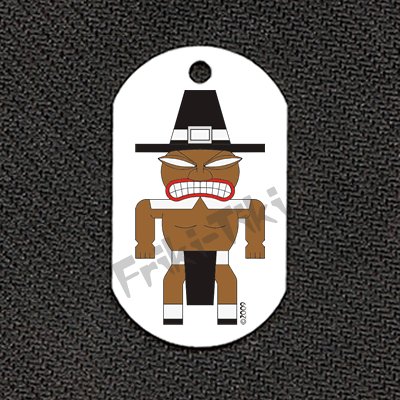 FRIKI-TIKI Pilgrim-Tiki Dog Tag w/ 30" Ball Chain - NEW
