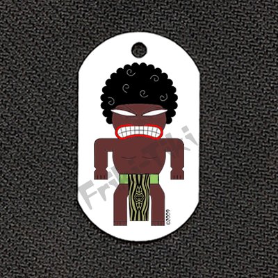 FRIKI-TIKI Afro-Tiki Dog Tag w/ 30" Ball Chain - NEW