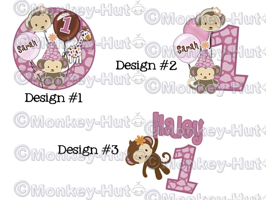 Digital Personalized Birthday Iron-On Design printable (DIY) Monkey CJ-O