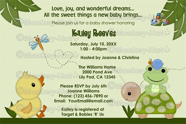 In The Pond Baby Shower Invitation duck frog (DIGITAL)