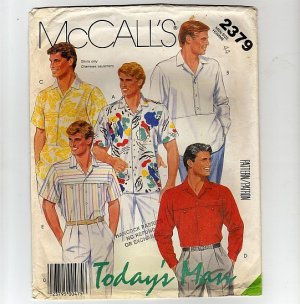 McCall's Sewing Pattern 2379 Men's Shirts Three Styles Chest 44 long and short sleeves 1980s