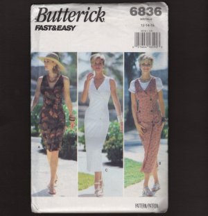 Butterick 6836 Misses Fitted Sun Dress Jumper Fast & Easy Sewing Pattern Bust 34 38 38 1990s