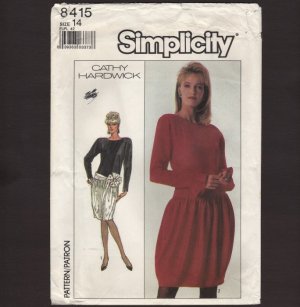 Cathy Hardwick designed Misses Cocktail Dress Sewing Pattern Simplicity 8415 Size 14 Bust 36 1980s