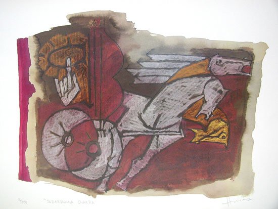 Sudharshana Chakra from Mahabharata series- M.F.Husain Signed Limited Edition Print
