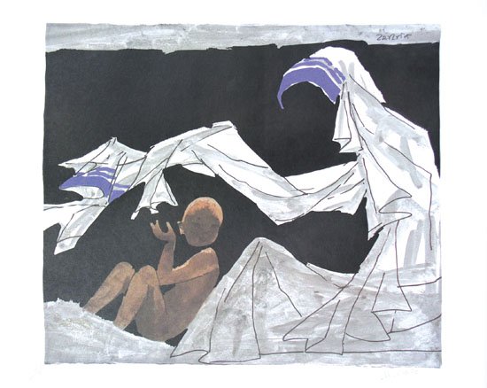 Mother Teresa by M.F.Husain Signed limited edition print Indian Contemporary art