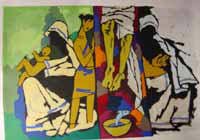 "Theorama-Christianity" by M.F.Husain Signed limited edition Serigraph Indian Contemporary art