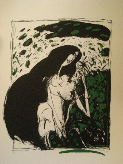 untitled by Dhiraj Chowdhury-Signed limited edition Lithograph Indian Contemporary art