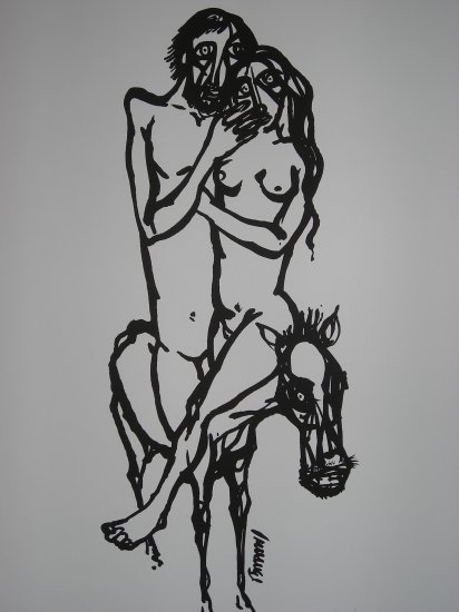 Untitled by Gopal Sanyal-Signed limited edition Lithograph Indian Contemporary art