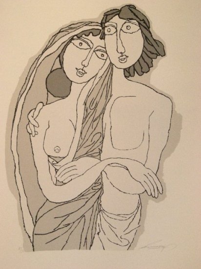 untitled by Prokash Karmakar-Signed limited edition Lithograph Indian Contemporary art