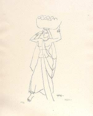 Untitled by K.K. Hebbar Signed limited edition Lithograph Indian Contemporary art