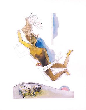 Untitled fromâ Passage into Human SpaceâHusain Signed limited edition Indian Contemporary art