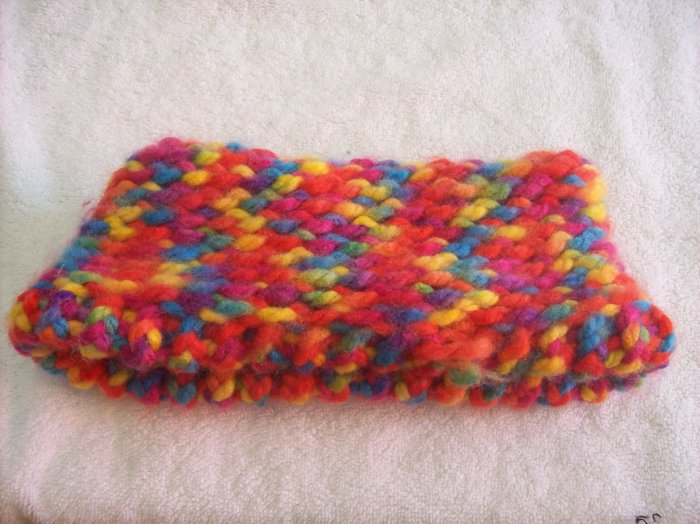 Hand-knitted kids ear sweater, rainbow