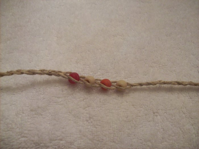 Wish bracelet (on tan) - red, tan, orange, tan